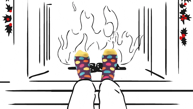 character animation social media video - animated feet warming by the fire gif
