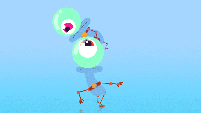 animated character videos for kids - alien eyeballs on top of each other gif