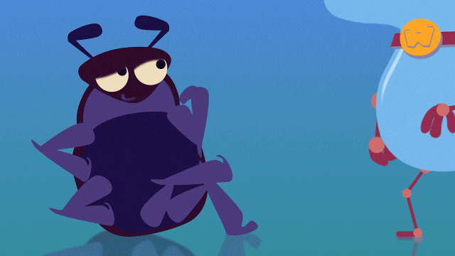 animated character videos for kids - insect lifting weights gif